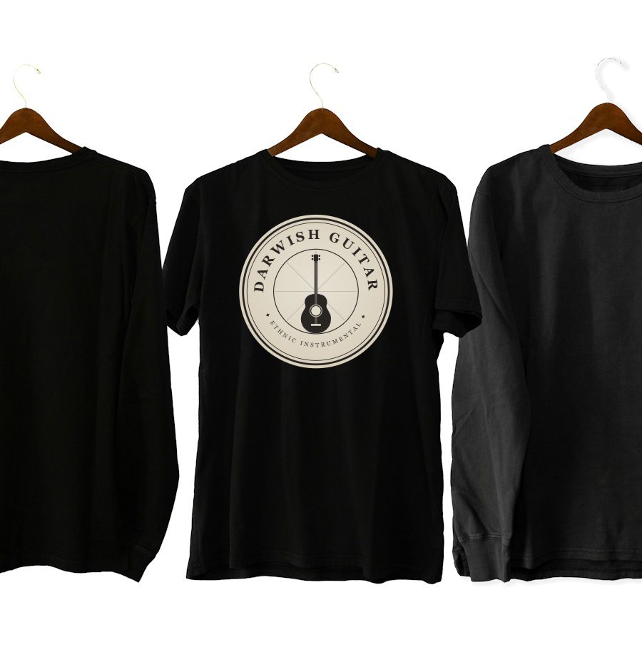 Black T-shirt with the Darwish Guitar emblem on the chest